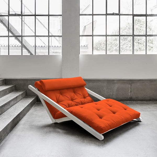 Lounge stol Karup Figo, bela/oranžna, 120 cm