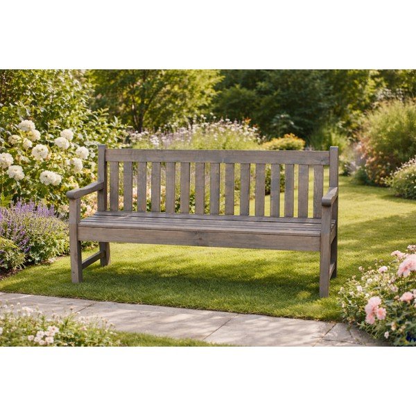 Siva lesena vrtna klop London - Rojaplast-image-1