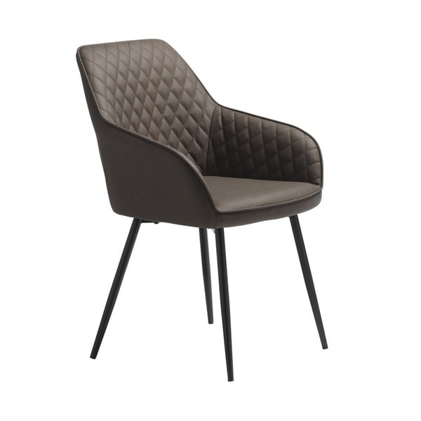 Rjav oblazinjen jedilni stol z nasloni za roke Milton – Unique Furniture