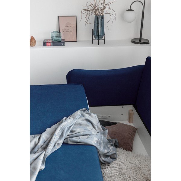 Mornarsko moder žameten raztegljiv kavč Miuform Tender Eddie-image-1