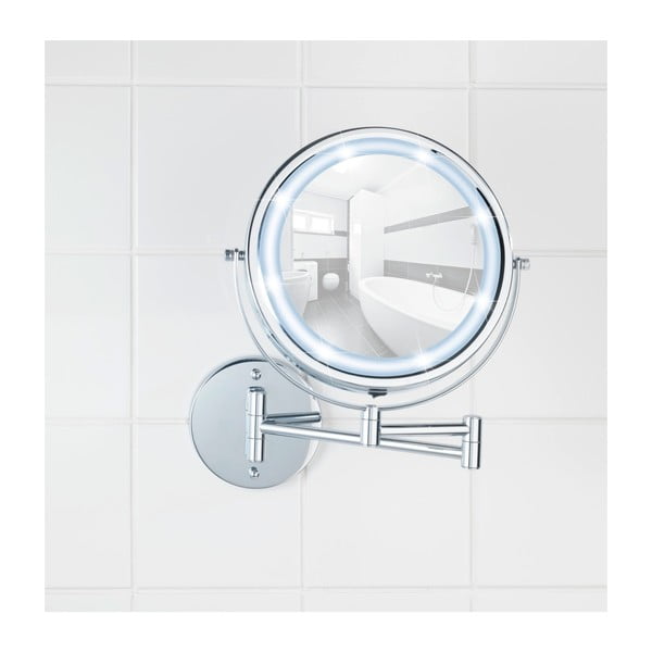 Kozmetično ogledalo z lučjo/povečevalno (5x) ø 17,5 cm Power-Loc Lumi – Wenko-image-4