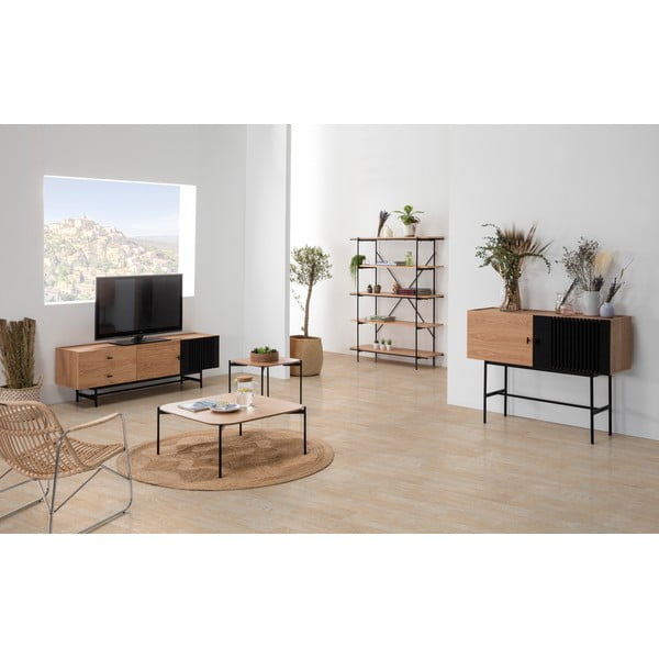 Knjižni regal iz hrastovega lesa s črnimi detajli Marckeric Amina-image-3