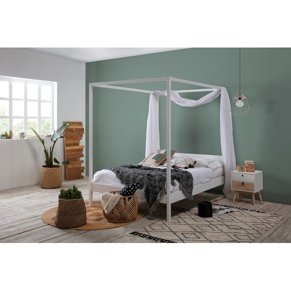 Bela zakonska postelja z letvenim dnom 140x190 cm Dossel - Marckeric-image-1