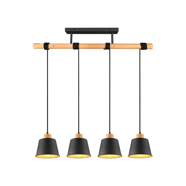 Viseča svetilka s kovinskim senčilom v črni in naravni barvi ø 18 cm Harris – Trio