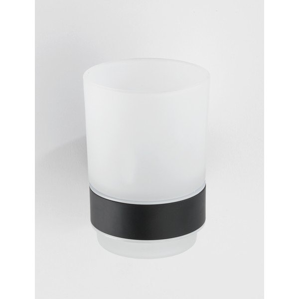 Mat črn steklen stenski lonček za zobne ščetke Bosio – Wenko-image-1