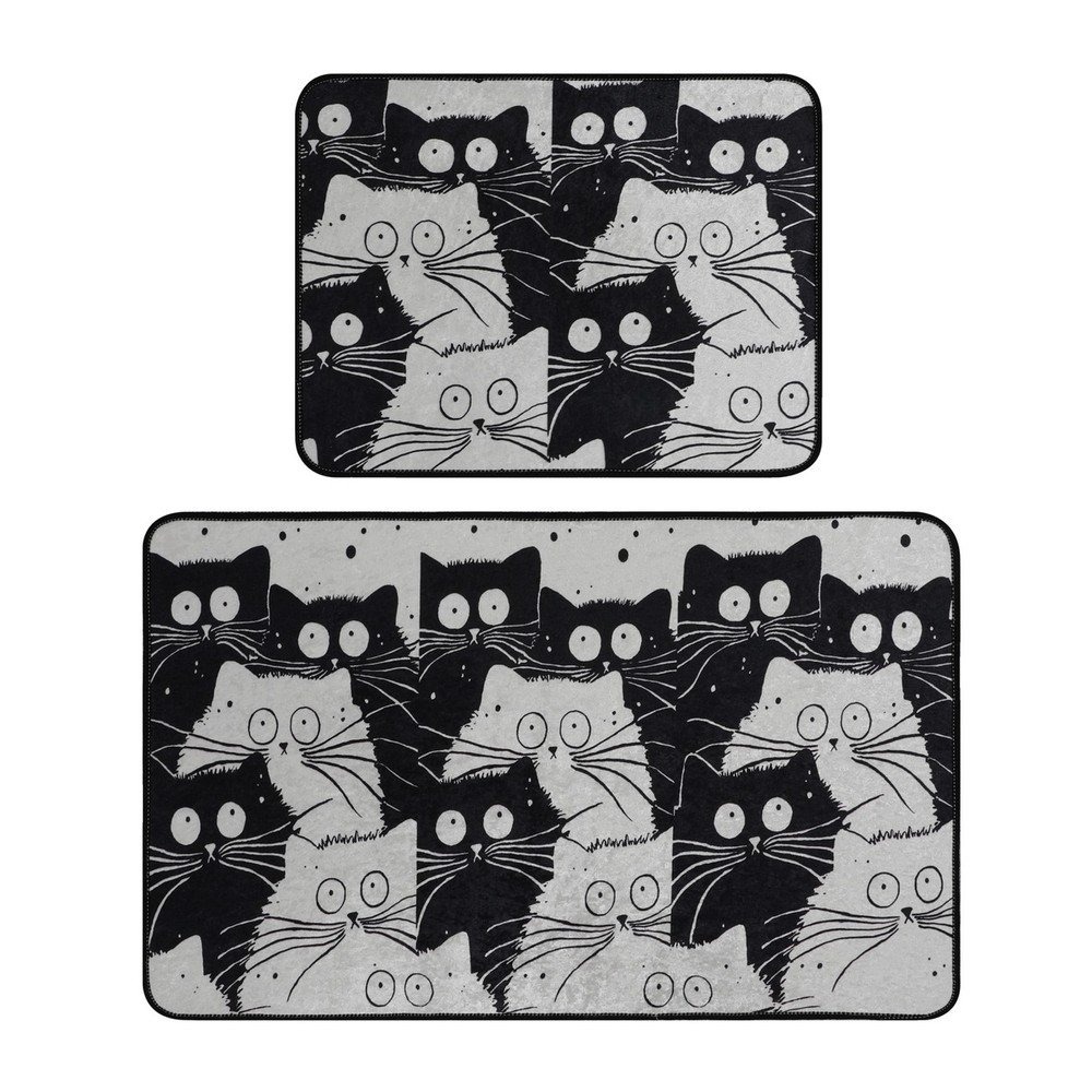 Črne/sive kopalniške preproge v kompletu 2 ks 60x100 cm White Cats