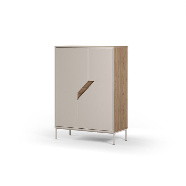 Kremno bela/naravna komoda v hrastovem dekorju 85x120x40 cm Lilou – Marckeric-image-4