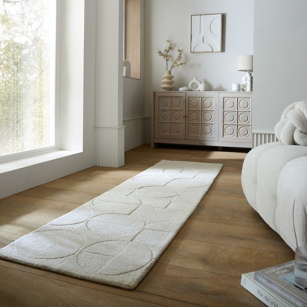Slonokoščen ročno tkan volnen tekač 60x230 cm Gigi – Flair Rugs-image-1