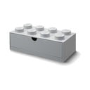 Siva škatla za pisalno mizo s predalom za kocke LEGO®, 31,6 x 11,3 cm