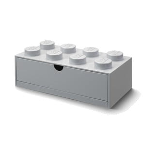 Siva škatla za pisalno mizo s predalom za kocke LEGO®, 31,6 x 11,3 cm