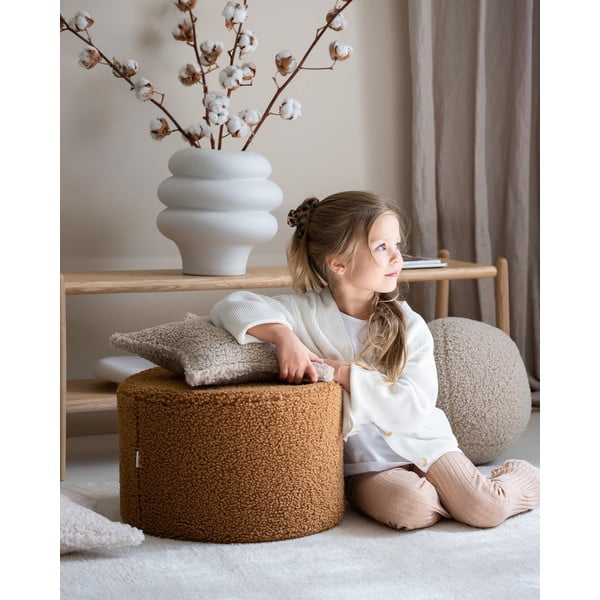 Rjav otroški tabure iz tkanine bouclé – Wigiwama-image-1