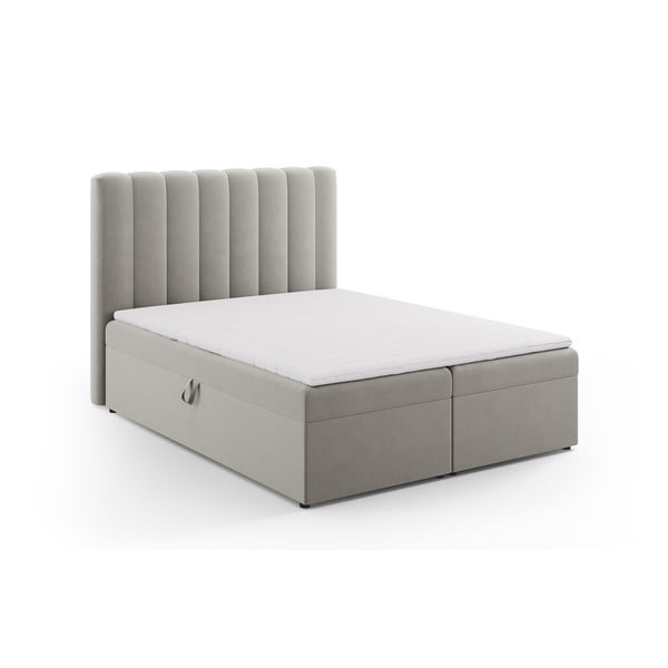 Siva boxspring postelja s prostorom za shranjevanje 160x200 cm Gina – Milo Casa