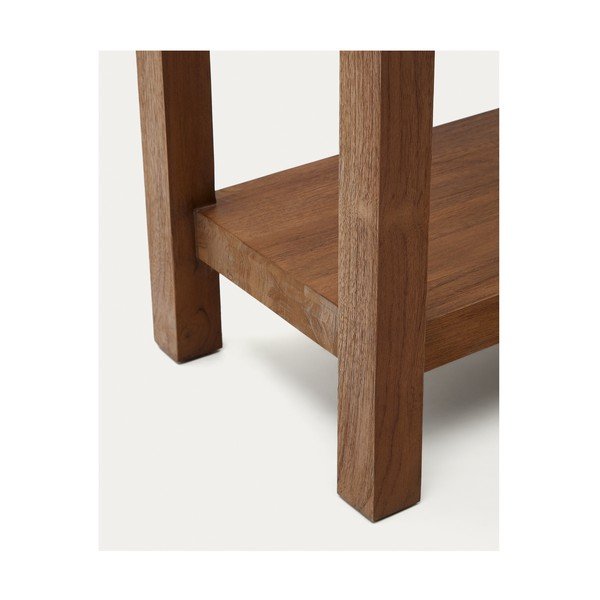 Stranska mizica iz masivnega tika v naravni barvi 35x140 cm Sashi – Kave Home-image-4