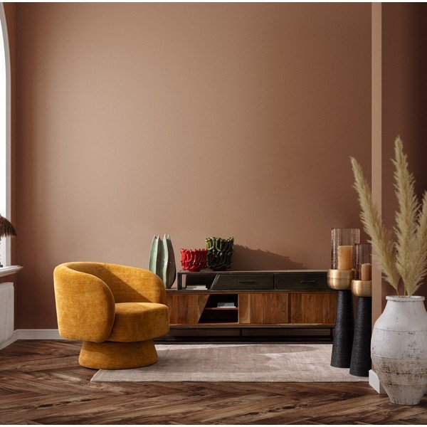 Gorčično rumen vrtljiv fotelj iz šenilje Julienne – Bizzotto-image-1