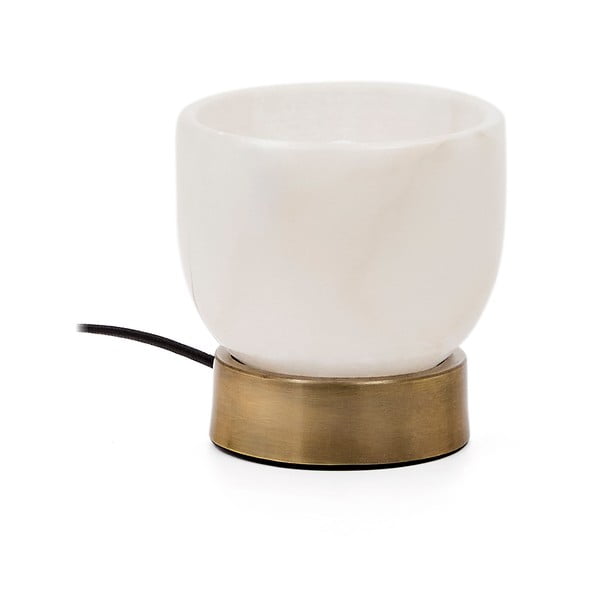 Kremno bela/medeninasta namizna svetilka (višina 17 cm) Shenli – Kave Home-image-4