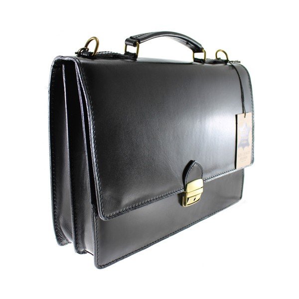 Črna usnjena torba Chicca Borse Messenger Bag-image-2
