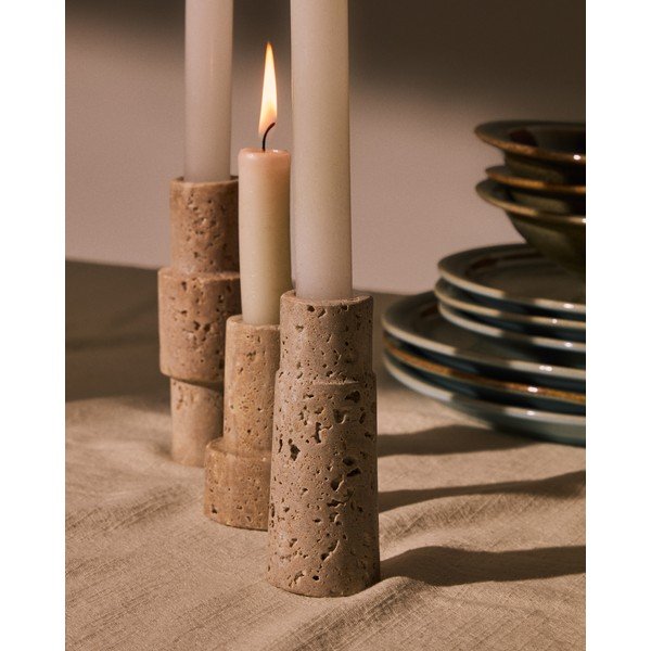 Kamniti svečniki v kompletu 3 ks Majid – Kave Home-image-1