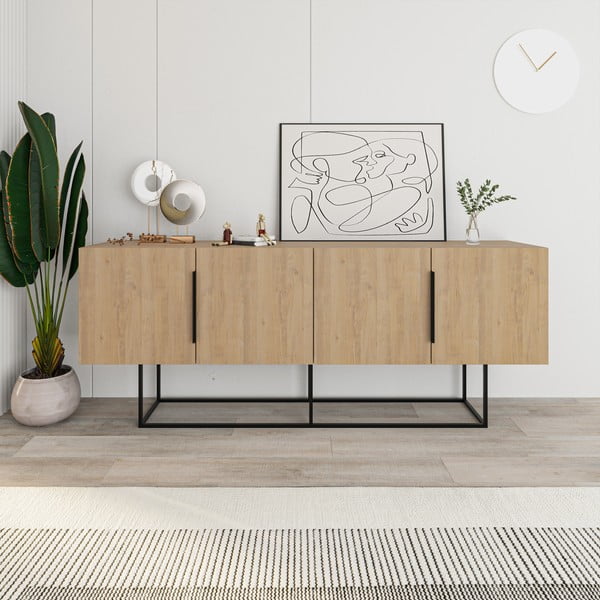 Nizka komoda v hrastovem dekorju 200x80 cm Titan – Marckeric-image-4