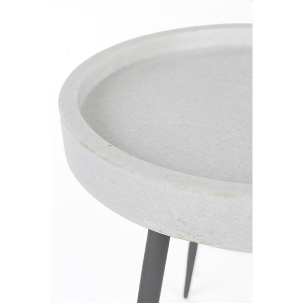 Okrogla stranska mizica z marmorno mizno ploščo ø 33 cm Karrara – White Label-image-2