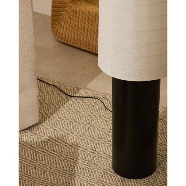 Bela/črna stoječa svetilka s tekstilnim senčilom (višina 142 cm) Dulan – Kave Home-image-2