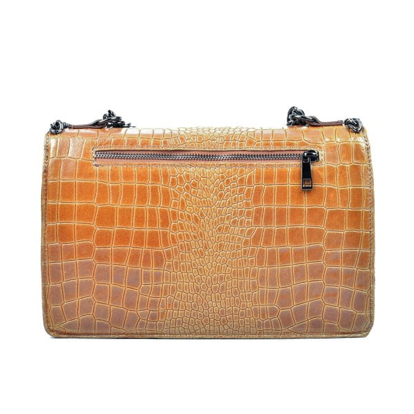 Konjakasto rjava usnjena torbica Carla Ferreri Chain-image-1