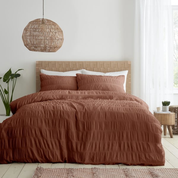 Oranžna posteljnina za enojno posteljo 135x200 cm Seersucker – Catherine Lansfield