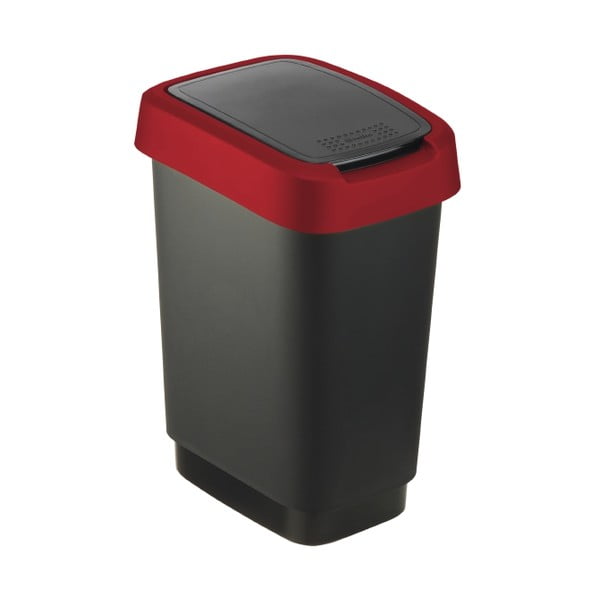 Rdeče-črni koš za odpadke iz reciklirane plastike 10 L Twist - Rotho