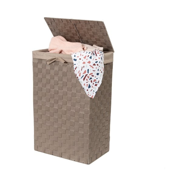 Rjava košara za perilo s pokrovom Košara za perilo Compactor Linen, višina 60 cm-image-2