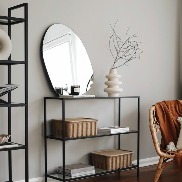 Črna steklena polica 100x85 cm Camiko - Neostill-image-4