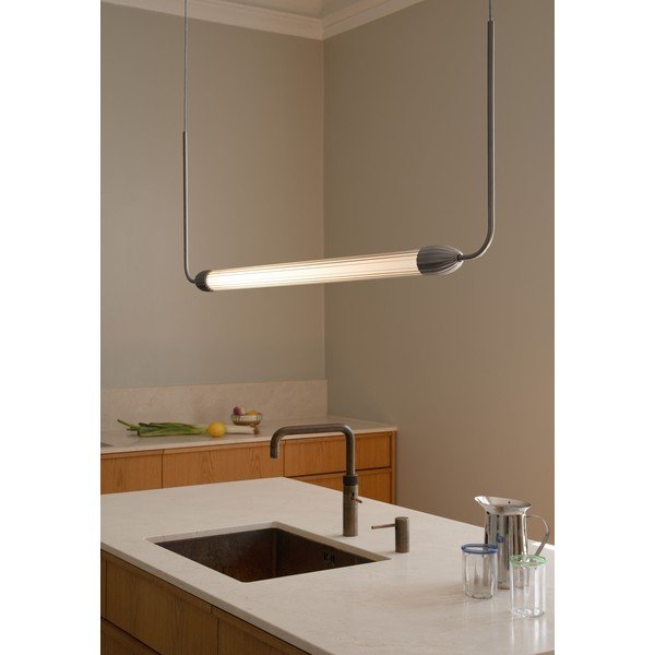 Jeklena viseča svetilka v srebrni barvi s steklenim senčilom Lemon Squeeze Linear – UMAGE-image-1