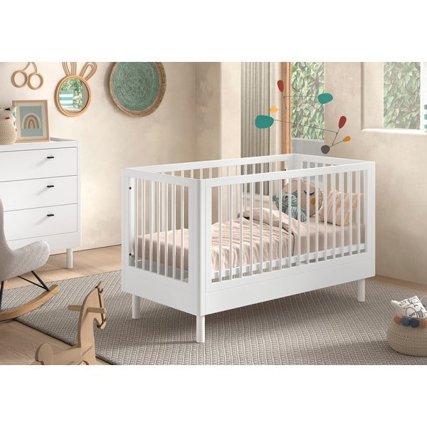 Bela otroška posteljica iz masivne bukve 70x140 cm Forrest – Vipack-image-1