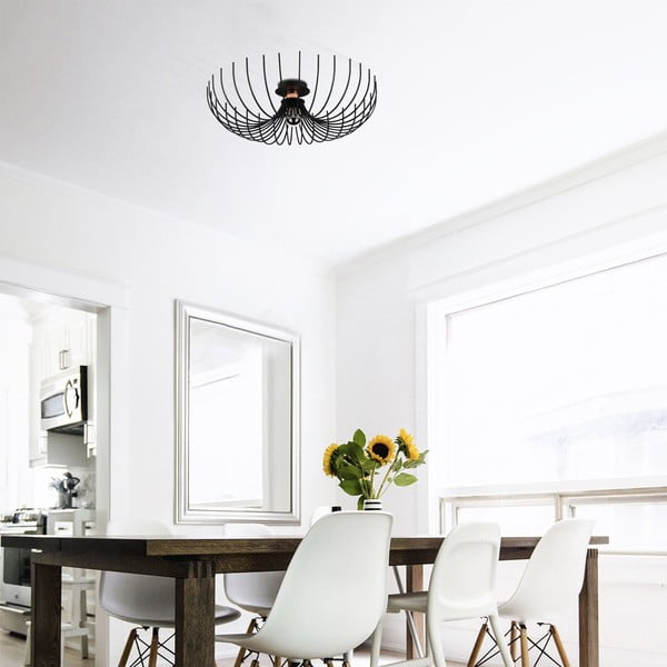 Črna stropna svetilka s kovinskim senčilom ø 56 cm Aspendos – Opviq lights-image-3