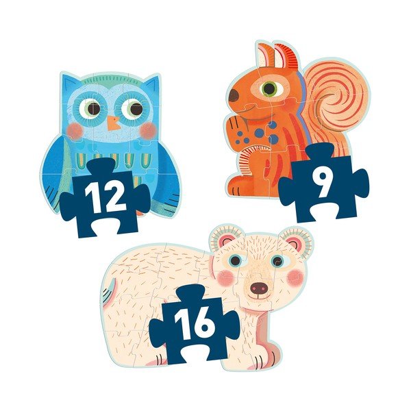 Komplet 3 otroških sestavljank Djeco Forest-image-2