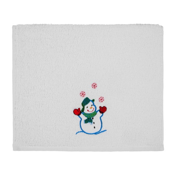 Božična kopalna brisača Beli snežak, 30 x 50 cm