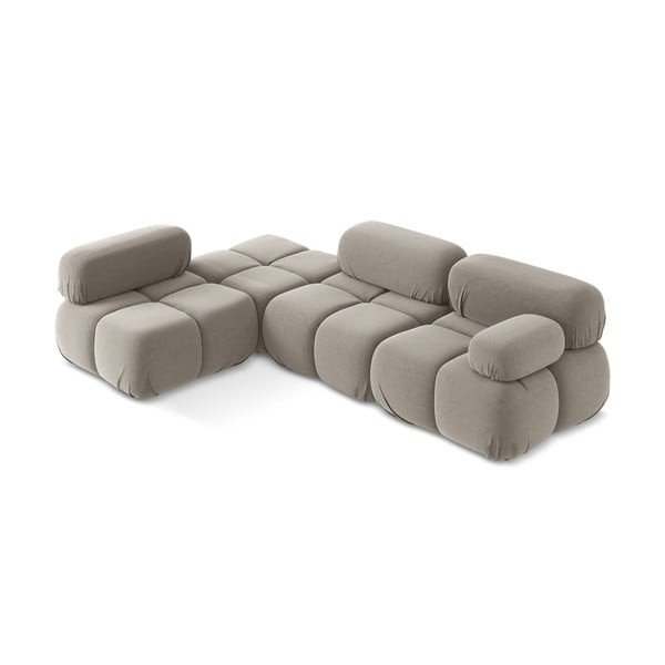 Bež žametna kotna sedežna garnitura (levi kot) Lokua – Makamii-image-2