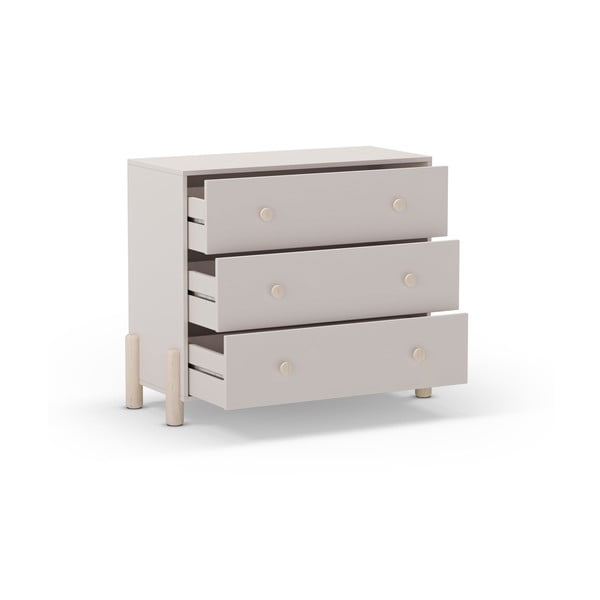 Kremno bela nizka otroška komoda iz masivnega bora 90x80 cm Enola – Marckeric-image-4