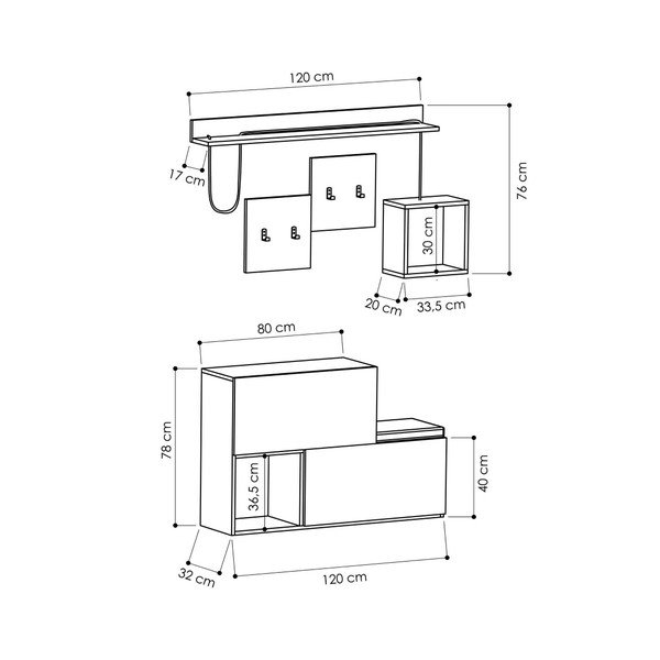 Bel predsobni komplet Holdon - Kalune Design-image-3