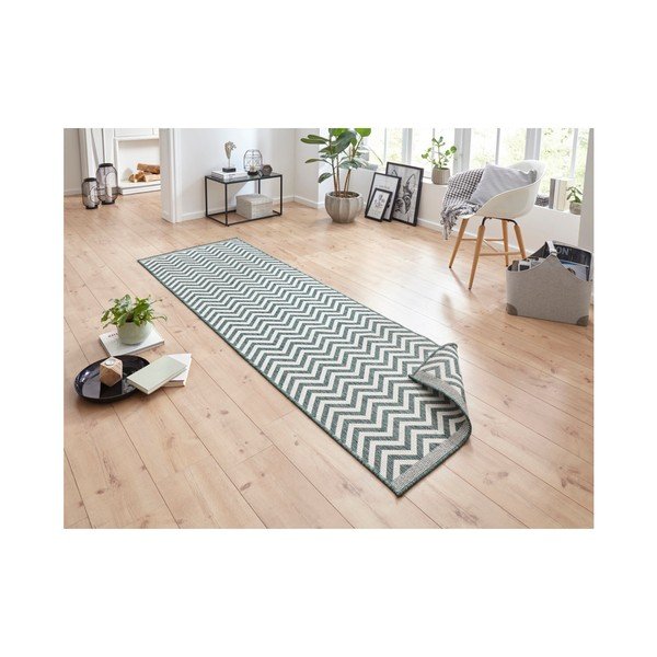 Zelena in krem obojestranska visoko odporna tekalna plast Bougari Twin Supreme Mismo, 80 x 350 cm-image-4
