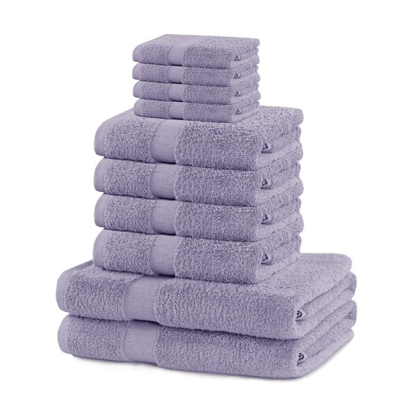 Svetlo vijolični frotirni bombažni komplet brisač 10 ks Marina – Restilo
