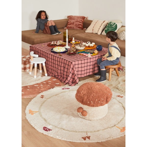 Opečnato oranžna/kremno bela otroška vreča za sedenje Boletus – Lorena Canals-image-4