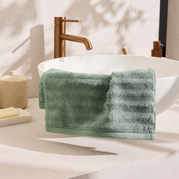 Zelena frotirna bombažna brisača 30x50 cm Maya – douceur d'intérieur-image-2