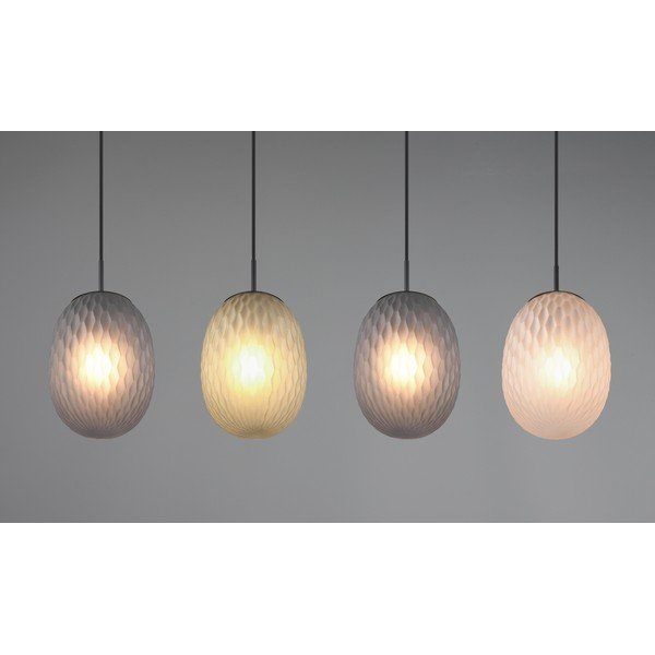 Mat črna viseča svetilka s steklenim senčilom Facette – Trio-image-1