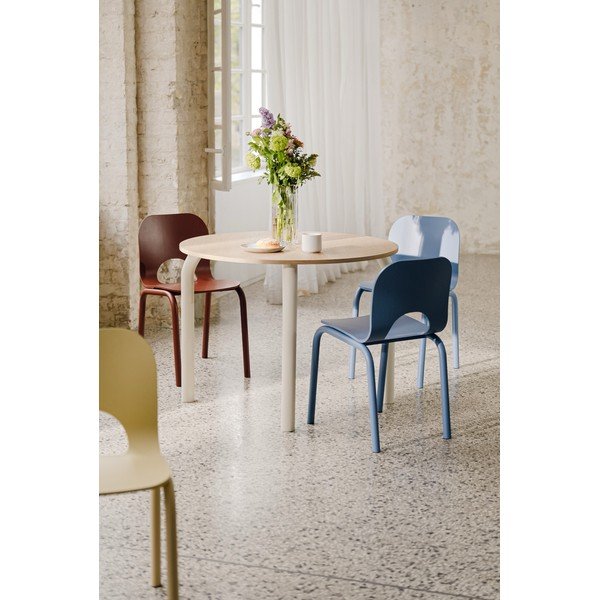 Okrogla jedilna miza z mizno ploščo v hrastovem dekorju ø 100 cm Meko – noo.ma-image-4