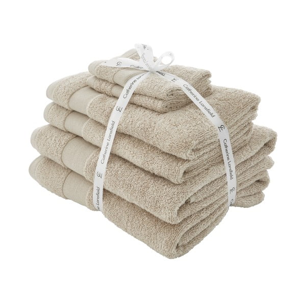 Bež frotirni bombažni komplet brisač 6 ks Anti-Bacterial – Catherine Lansfield