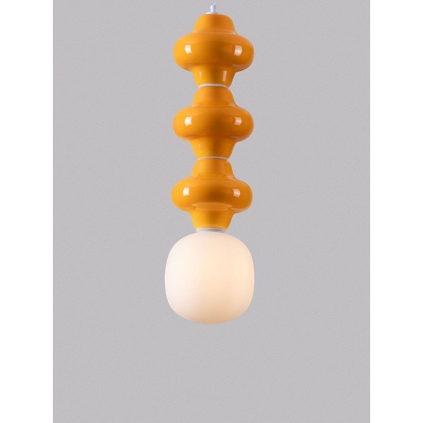 Bela/oranžna keramična viseča svetilka s steklenim senčilom ø 18 cm Clio – Nova Luce-image-1