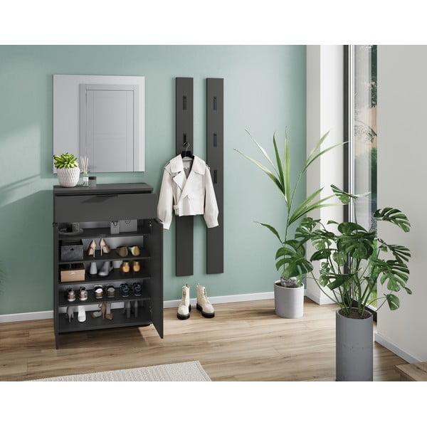 Antracitno siva omarica za čevlje s predali Stanton – Germania-image-4