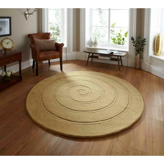 Bež volnena preproga Think Rugs Spiral, ⌀ 140 cm