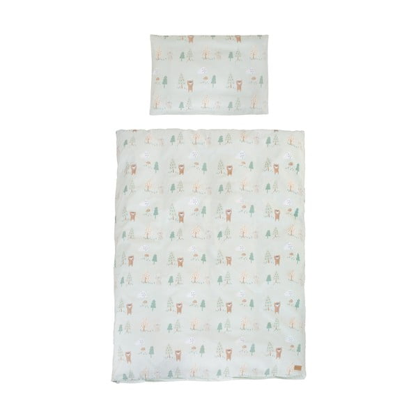 Svetlo zelena bombažna otroška posteljnina za otroško posteljico 100x135 cm Woodland Buddies – Roba