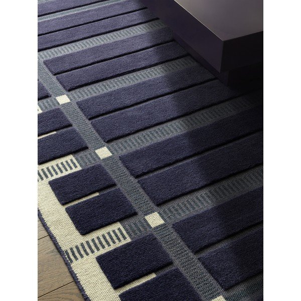 Temno modra/bež ročno tkana volnena preproga 120x170 cm – Asiatic Carpets-image-2