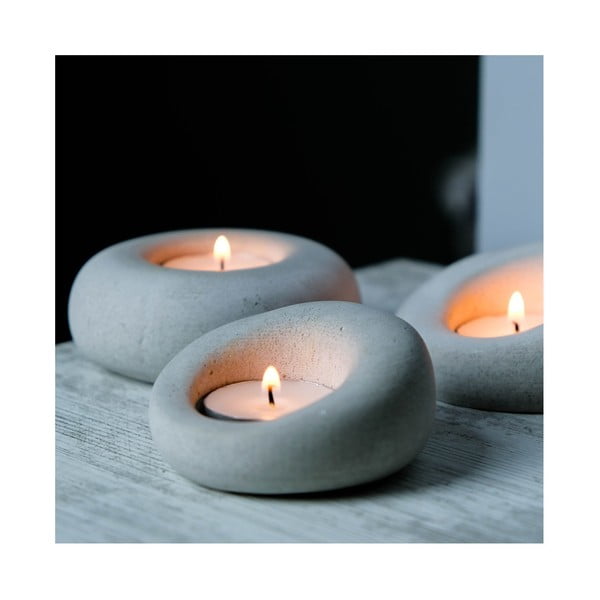 Betonski svečniki v kompletu 3 ks Donut – Mioli Decor-image-1